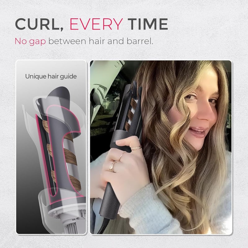 TYMO Automatic Rotating Curling Iron - CURLPRO Beach Waves Curling Wand, Portable Hair Curler, 500 Million Ionic, Dual Voltage & Lightweight for Travel, Ceramic Coating, 1 Inch, Metallic Gray - Image 5